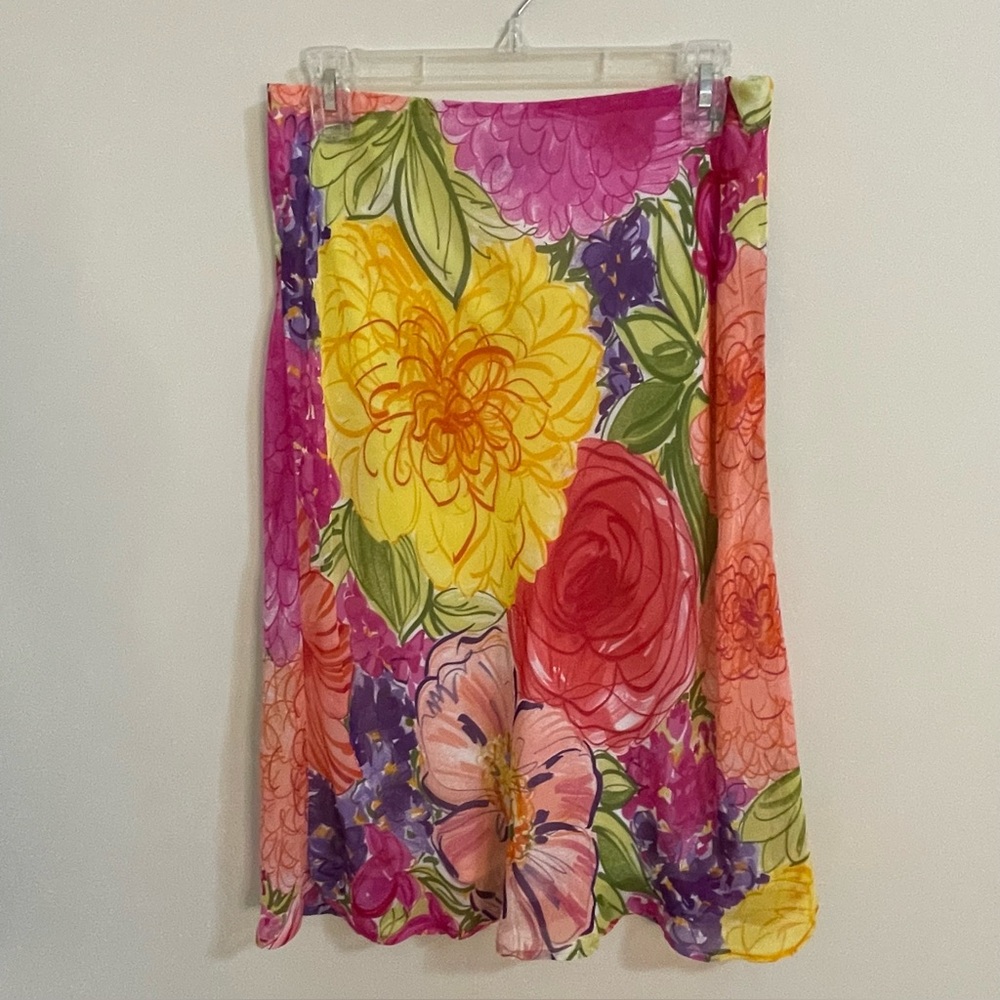 Tessuto Rayon Vibrant Floral Lined Skirt Women’s Size M